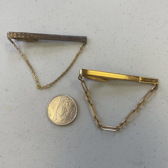 Vintage Gold Tone LOCKWOOD Blank Un-Cut KEY Shaped Tie Clip Tie Clasp | UK